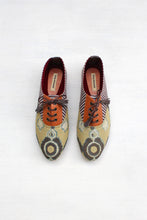 Load image into Gallery viewer, Ajrakh Brogues – Mustard &amp; Stripes
